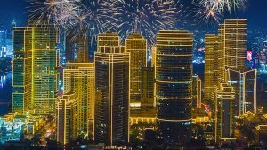 E-Rockwell | fireworks, building, night light